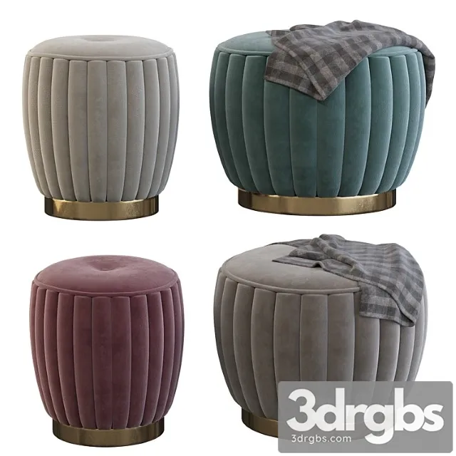 Velvet pouf 2 3D Model Free