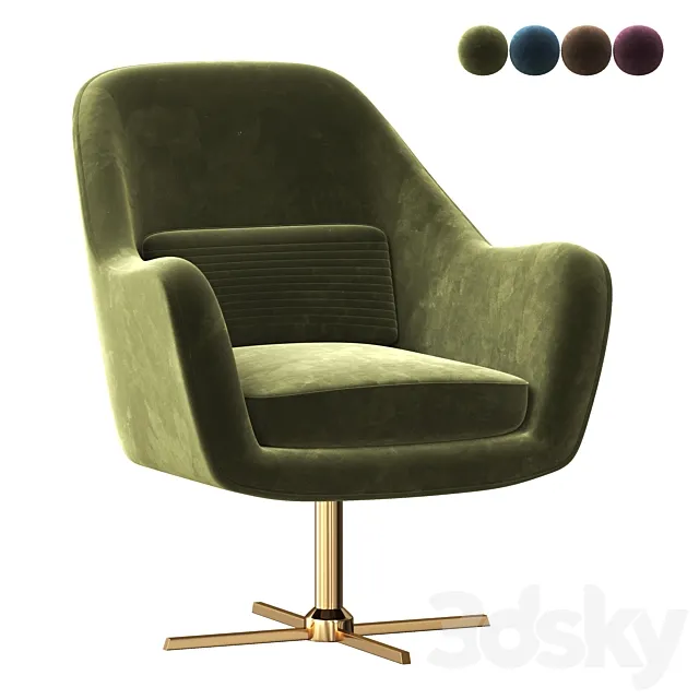 Velvet Swivel Lounge Chair 3D Model