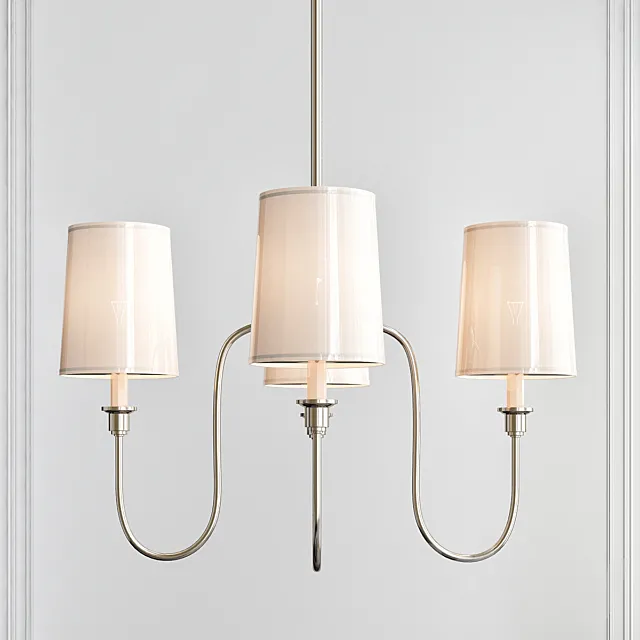 Vendome Small Chandelier in Polished Nickel with Natural Paper Shades 3D Model