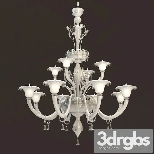 Veneziano 12 Lights Murano Chandelier 3D Model Free