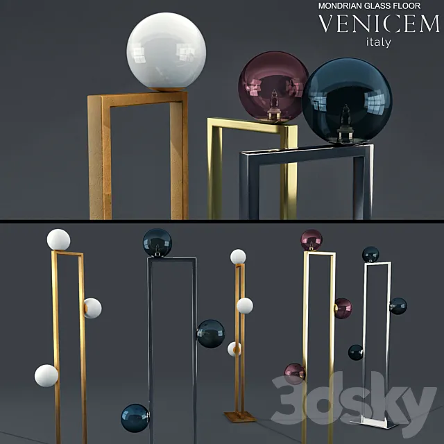 VeniceM mondrian glass floor lamp 3D Model