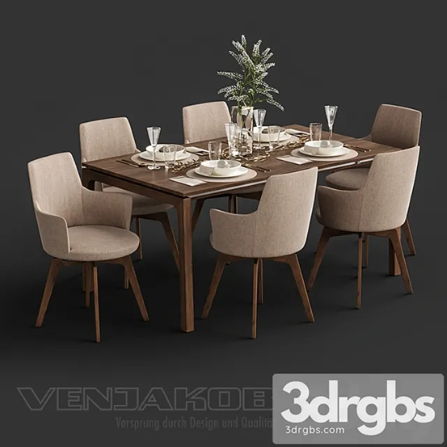 Venjakob alexia chair with dining table et388 2 3D Model Free