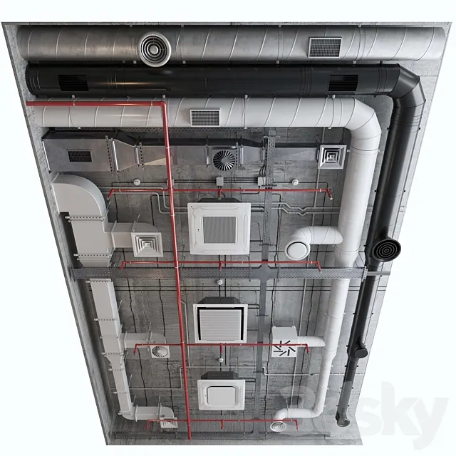 Ventilation system set 01 3DModel