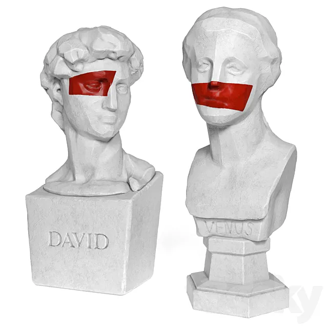 Venus and David edges bust 3DModel