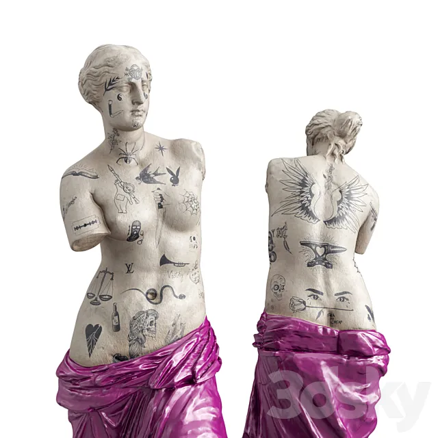 Venus Modern sculpture with tattoo 3D Model