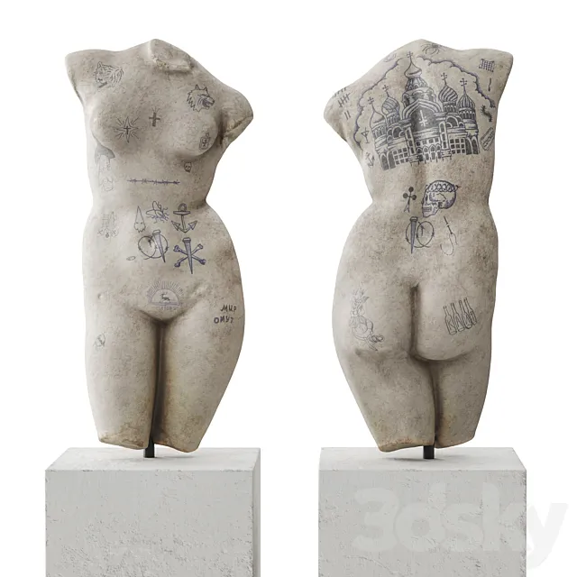 Venus tattoo torso sculpture 3D Model