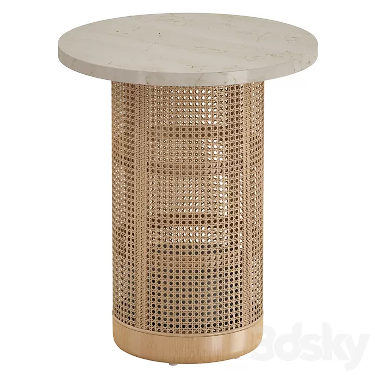 Vernet Travertine Cane End Table (Crate and Barrel) 3D Model
