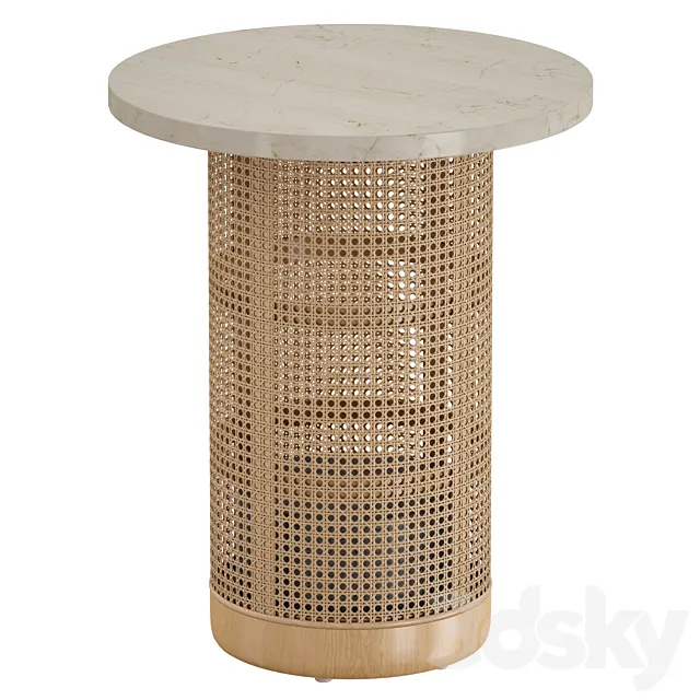Vernet Travertine Cane End Table (Crate and Barrel) 3DModel