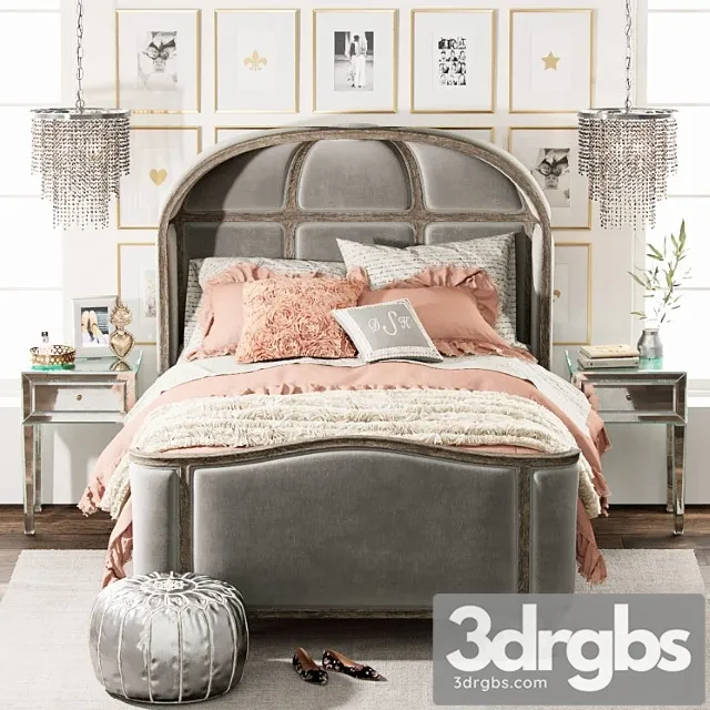 Versailles Upholstered Bed 3D Model Free