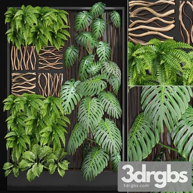 Vertical garden 2. vertical garden, phytowall, phytomodl, landscaping, green picture, bush, wall decor, branches, monstera, fern, alocasia, eco, eco decor, loft