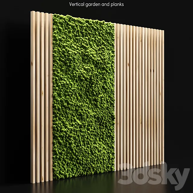 Vertical garden and planks 3D Model