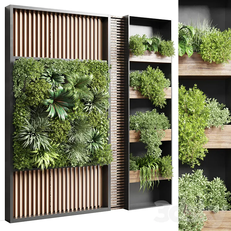 Vertical garden stand 15 - wall decor with shelves for the library and closet or showcase corona 3D Model Free