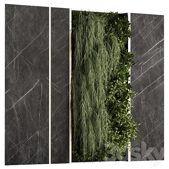 Vertical Garden Stone Wall and Metal Frame - Wall Decor 29 3D Model