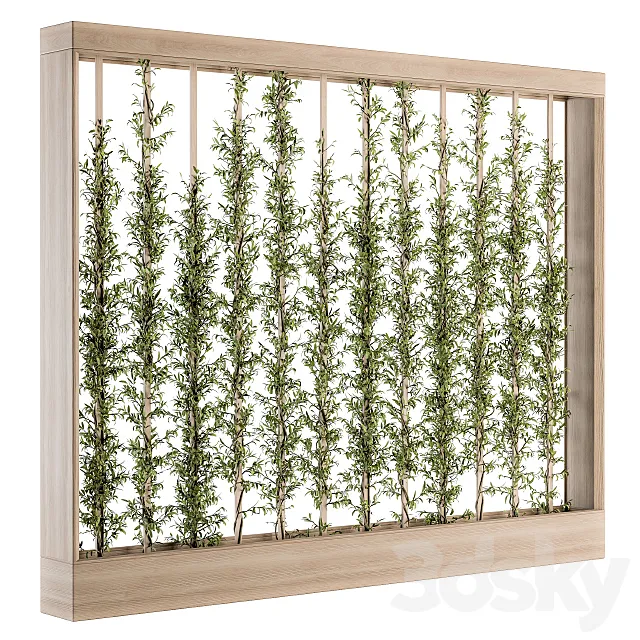 Vertical Garden Wood Frame - Plants Partition 22 3D Model
