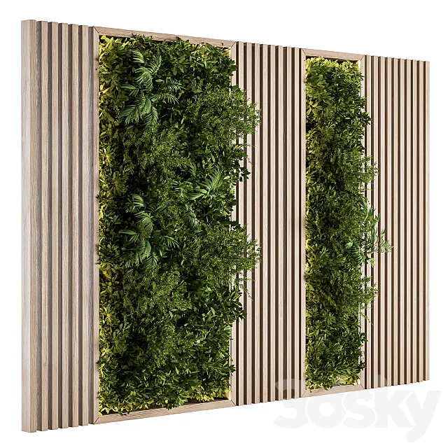 Vertical Garden Wood Frame - Wall Decor 08 3D Model