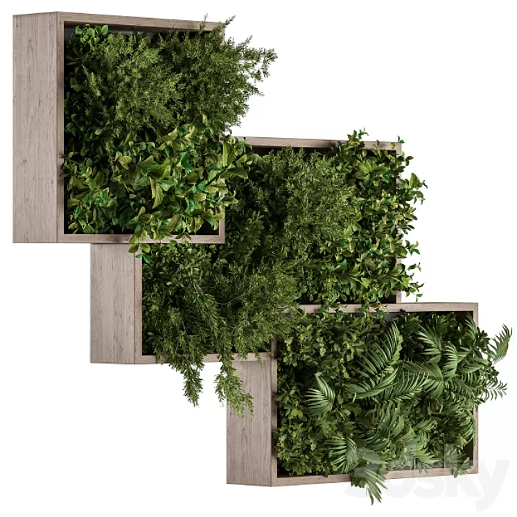 Vertical Garden Wood Frame - Wall Decor 31 3D Model