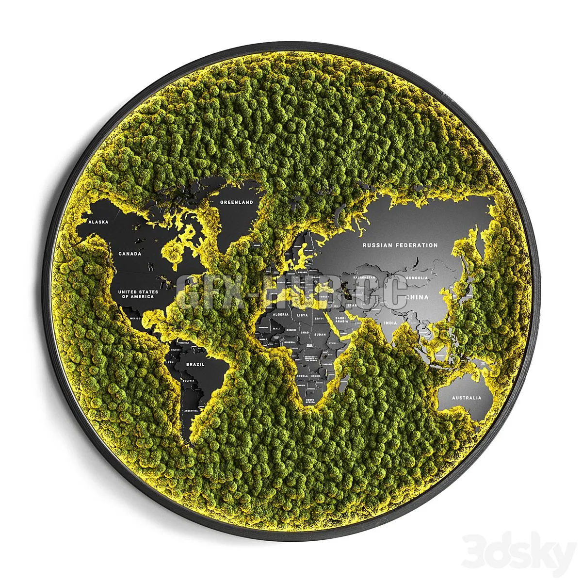 Vertical Garden World Map 3D Model