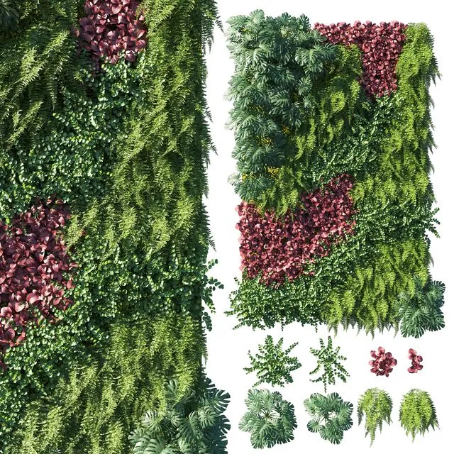 Vertical garden_ Green wall 04 3D Model