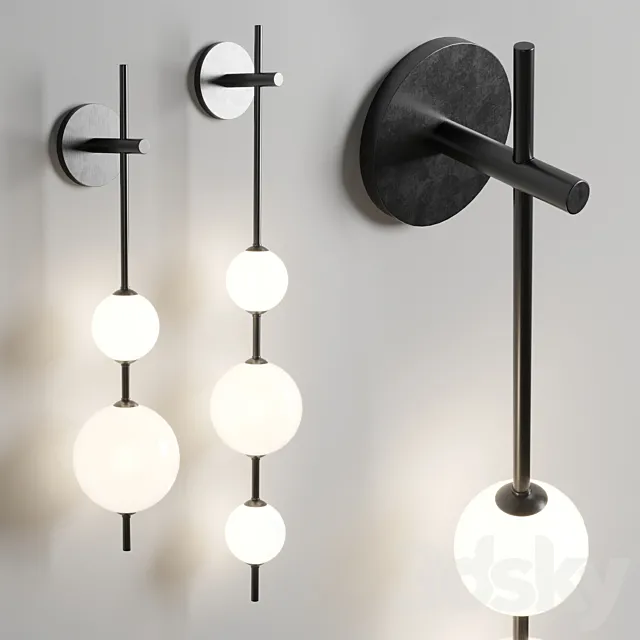 vertical glass globe wall light 3D Model