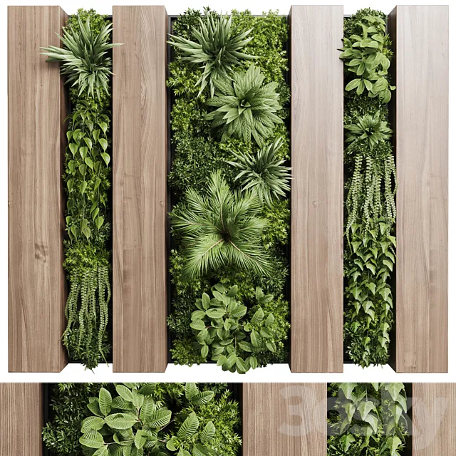 Vertical graden wall decor box - plants set partition 36 3DModel