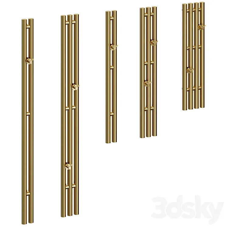 Vertical narrow heated towel rails. 5 items 3D Model Free