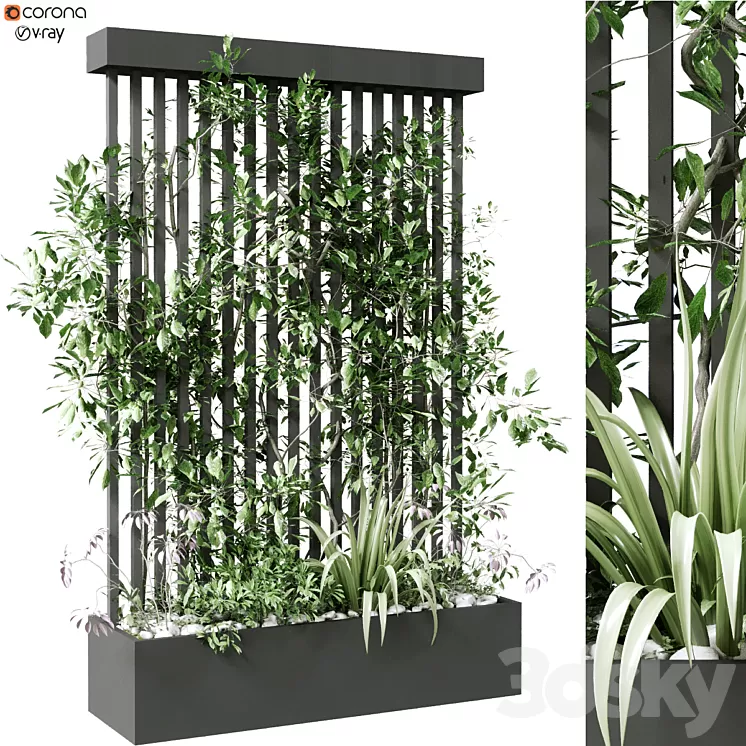 vertical plant in box set 124 3D Model Free
