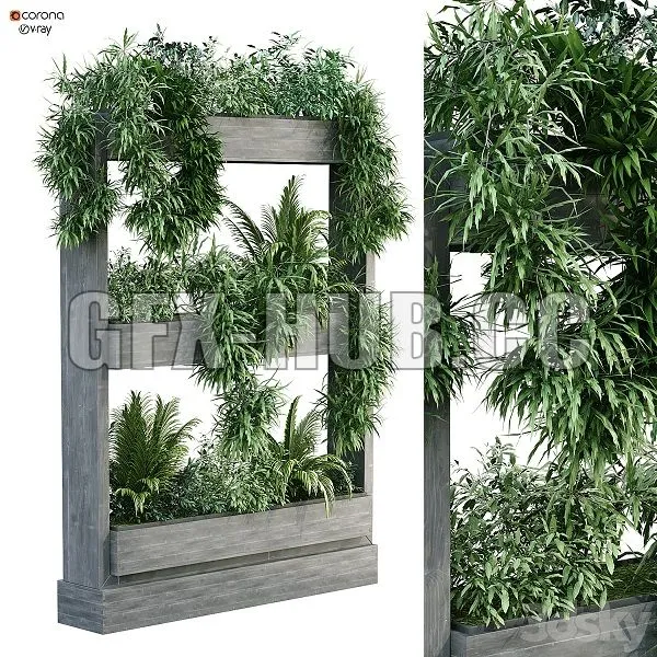 Vertical Plant Set 191 3D Model
