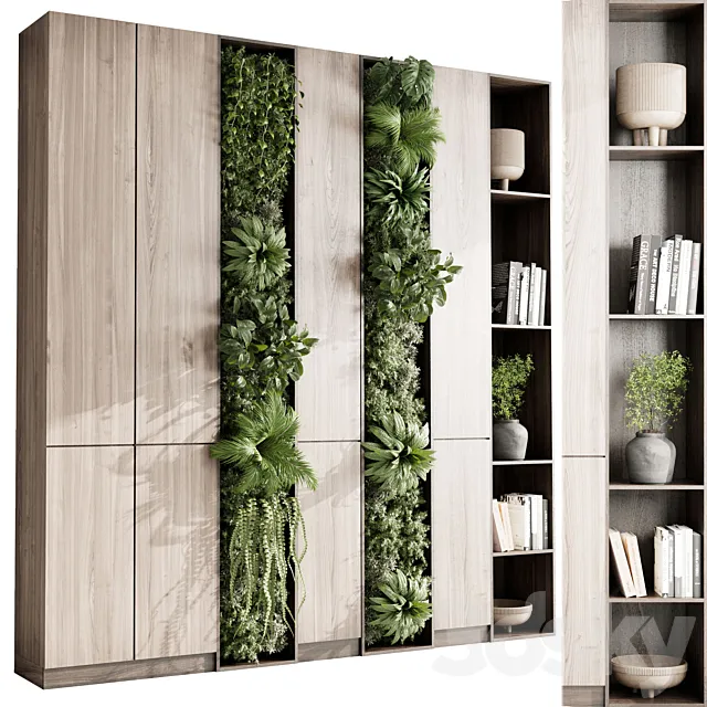 Vertical Wall Garden With cabinet furniture of houseplants indoor 01 3D Model