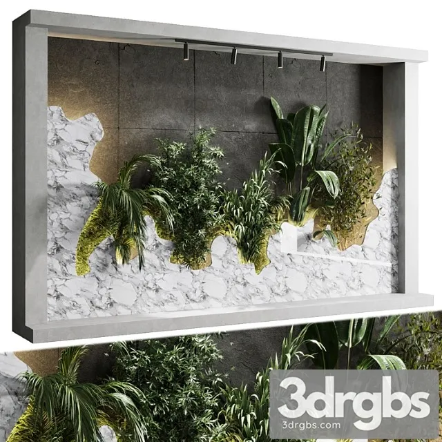 Vertical wall garden with concrete frame - wall decor houseplants indoor 02 3D Model Free