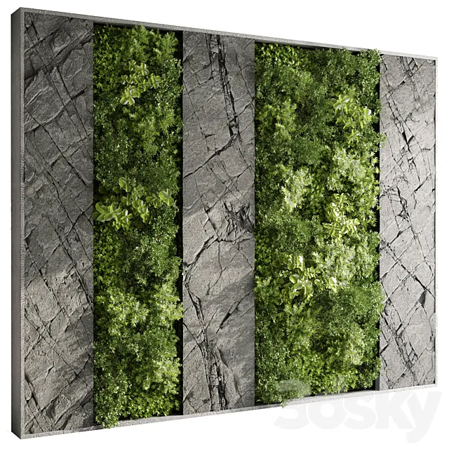 Vertical Wall Garden With Rock frame – 27 3D Model