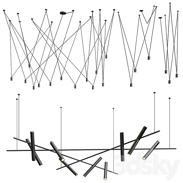 Vibia Match & Esprit Chandelier 3D Model