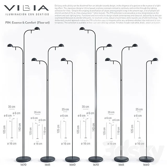 Vibia Pin (floor & table set) 3D Model