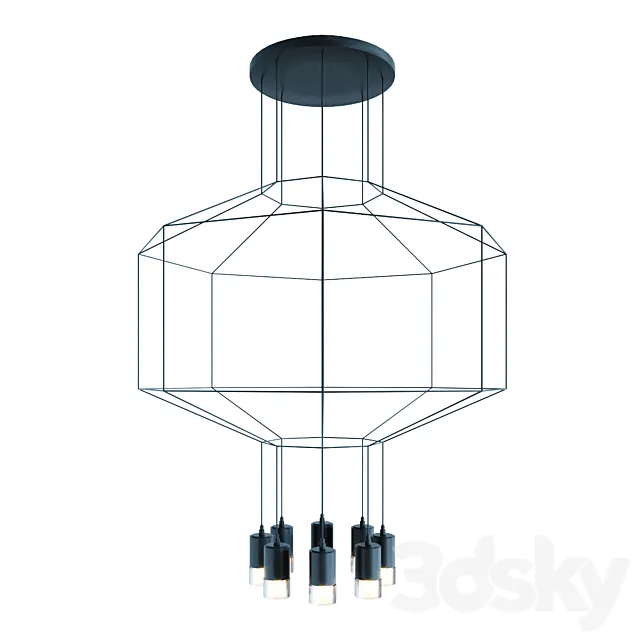 Vibia wireflow 0299 octagonal square pendan light 3D Model