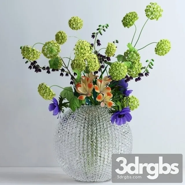 Viburnum Anemones Alstromeria 3D Model Free