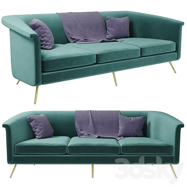 Vicente teal velvet sofa 3DModel