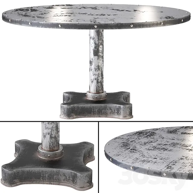 Victor solid industrial metals and iron dining table 3D Model