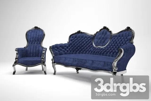 Victorian Classic Sofa Chair 02 3D Model Free