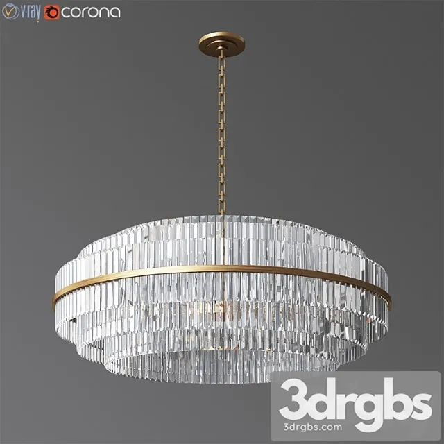 Vienna 48 round crystal chandelier antique brass 3D Model Free