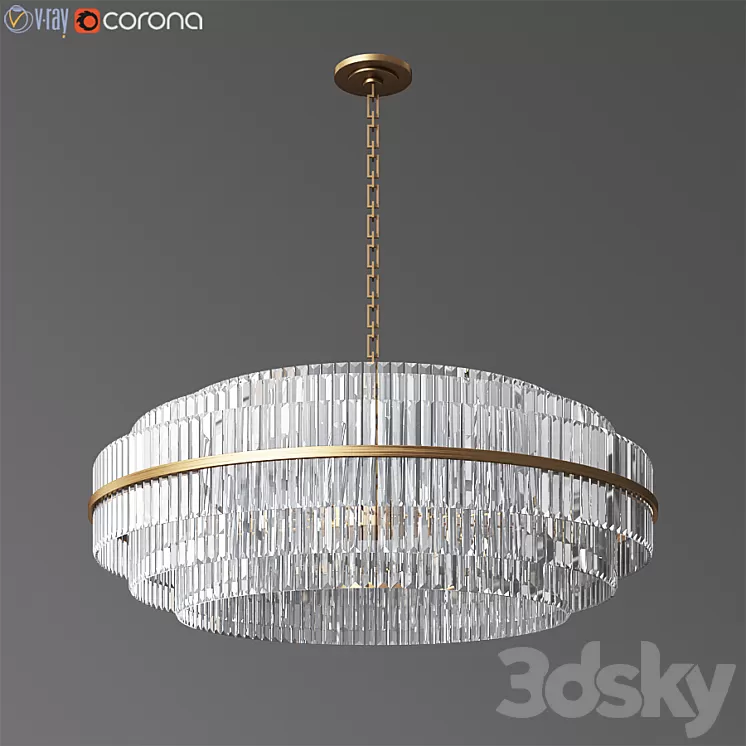 Vienna 48 Round Crystal Chandelier Antique Brass 3D Model