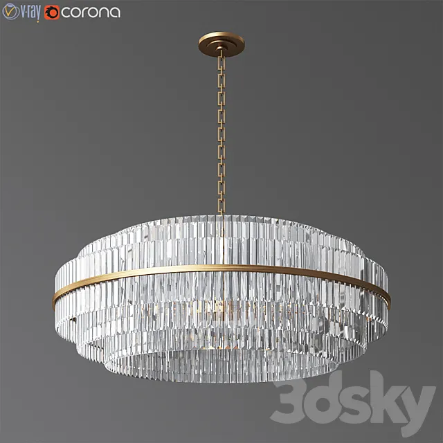 Vienna 48 Round Crystal Chandelier Antique Brass 3DModel
