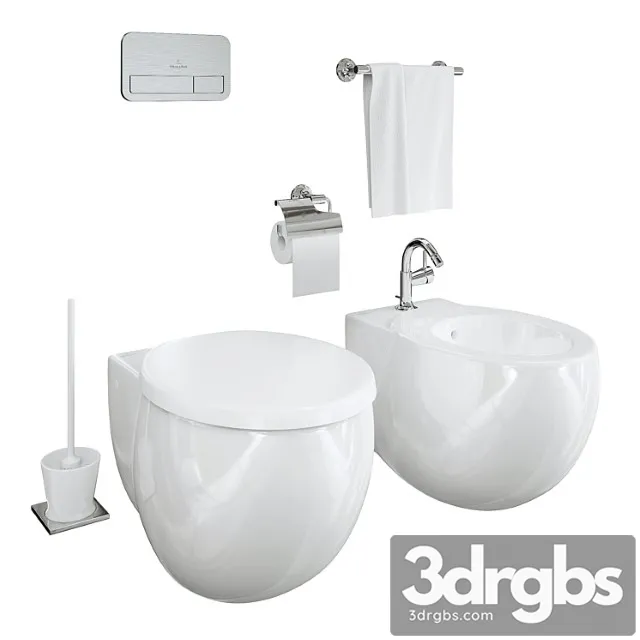 Villeroy Boch Aveo Toilet Ans Bidet 3D Model Download
