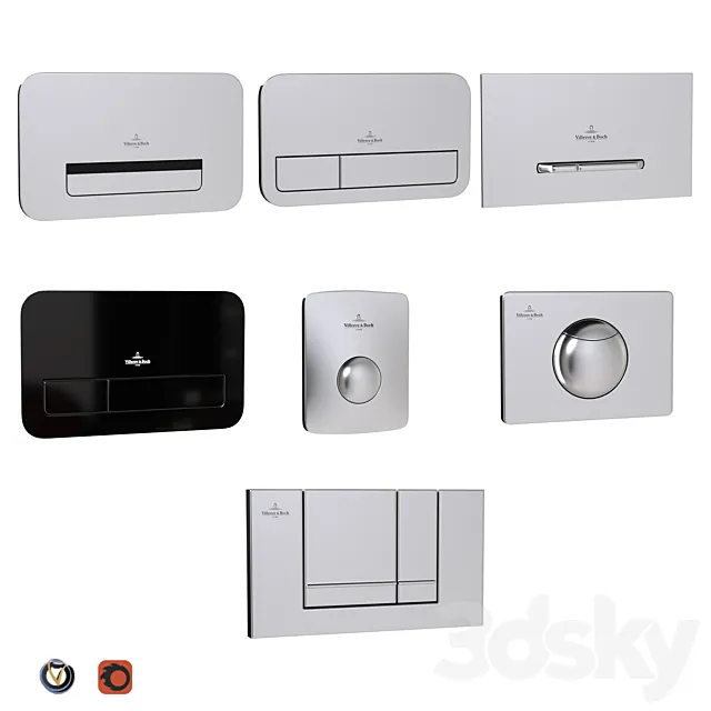 Villeroy & Boch flush plates for installation (7 pcs.) 3D Model