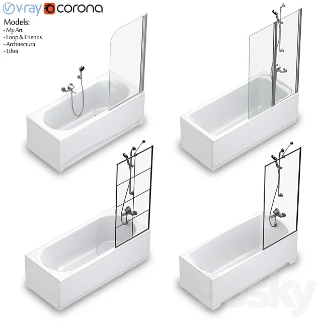 Villeroy & Boch set 58 rectangular bathtub set (Loop & Friends. Architectura. My Art. Libra) 3DModel