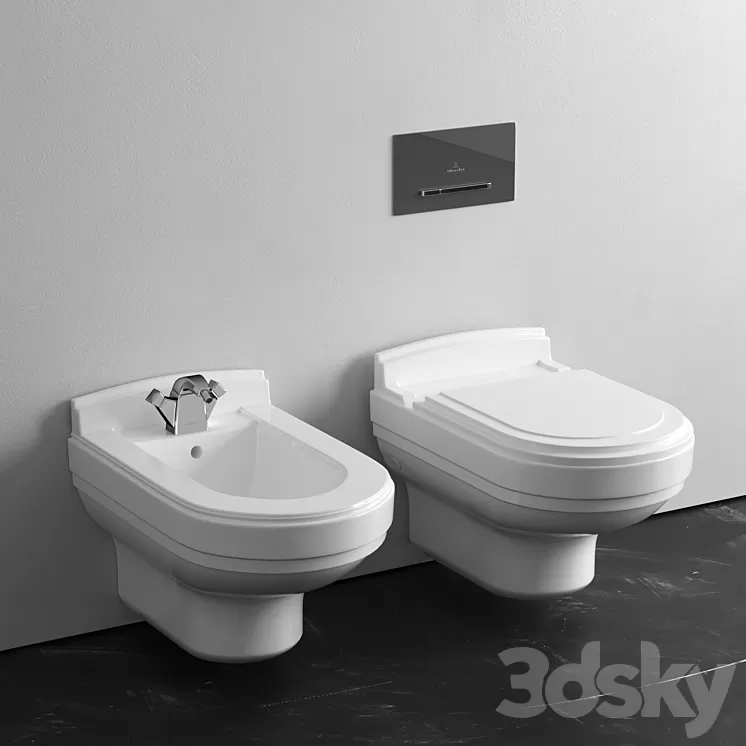 Villeroy & Boch Strada wall-mounted toilet & bidet 3D Model