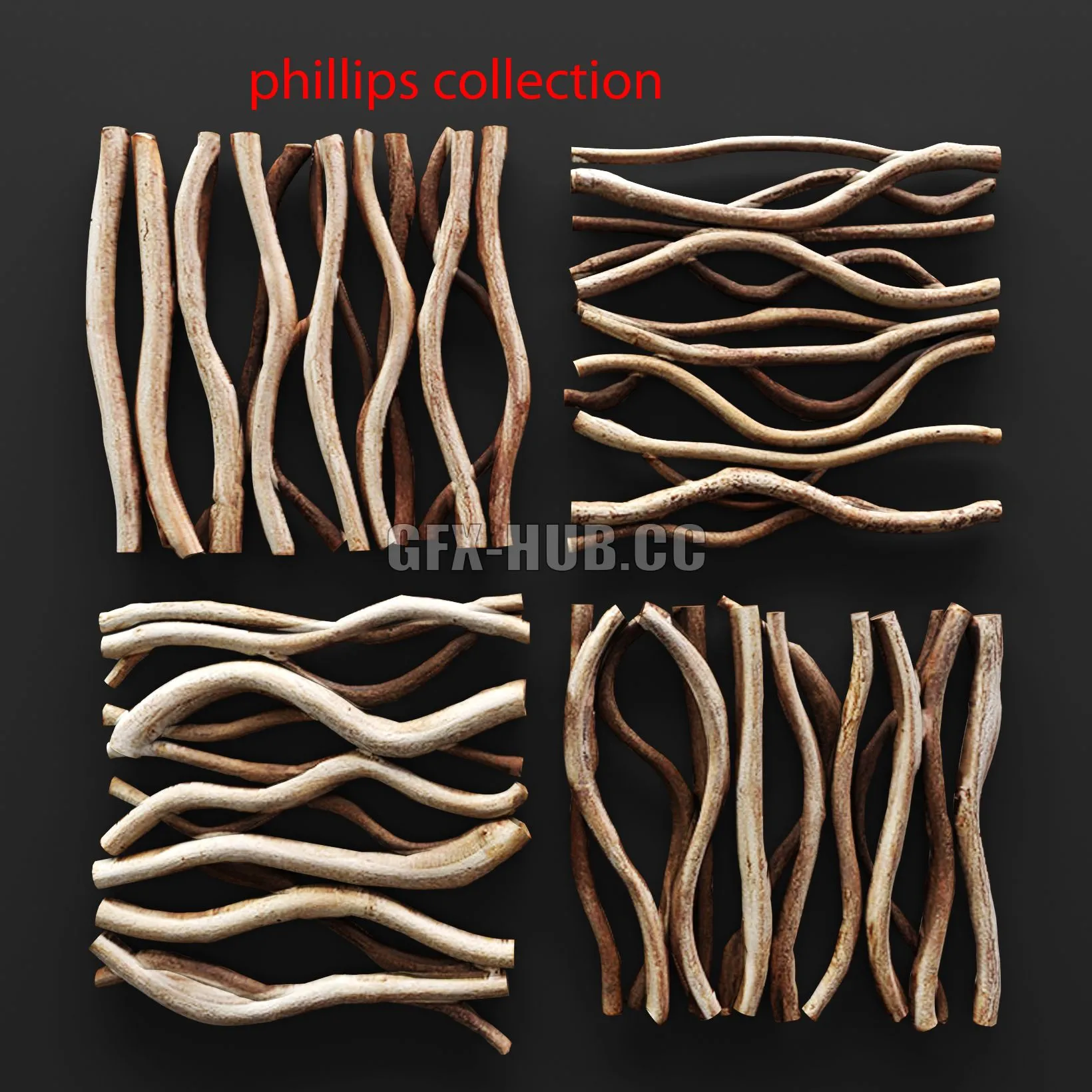 Vine Wall Tile wall decor dried flowers branches panels eco eco design 3D Model