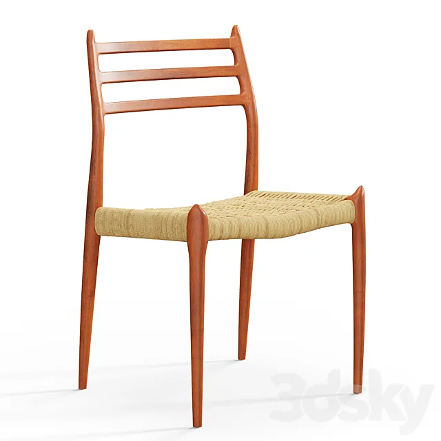 Vintage 78 chair in teak and paper cord by Niels Otto Moller 3D Model