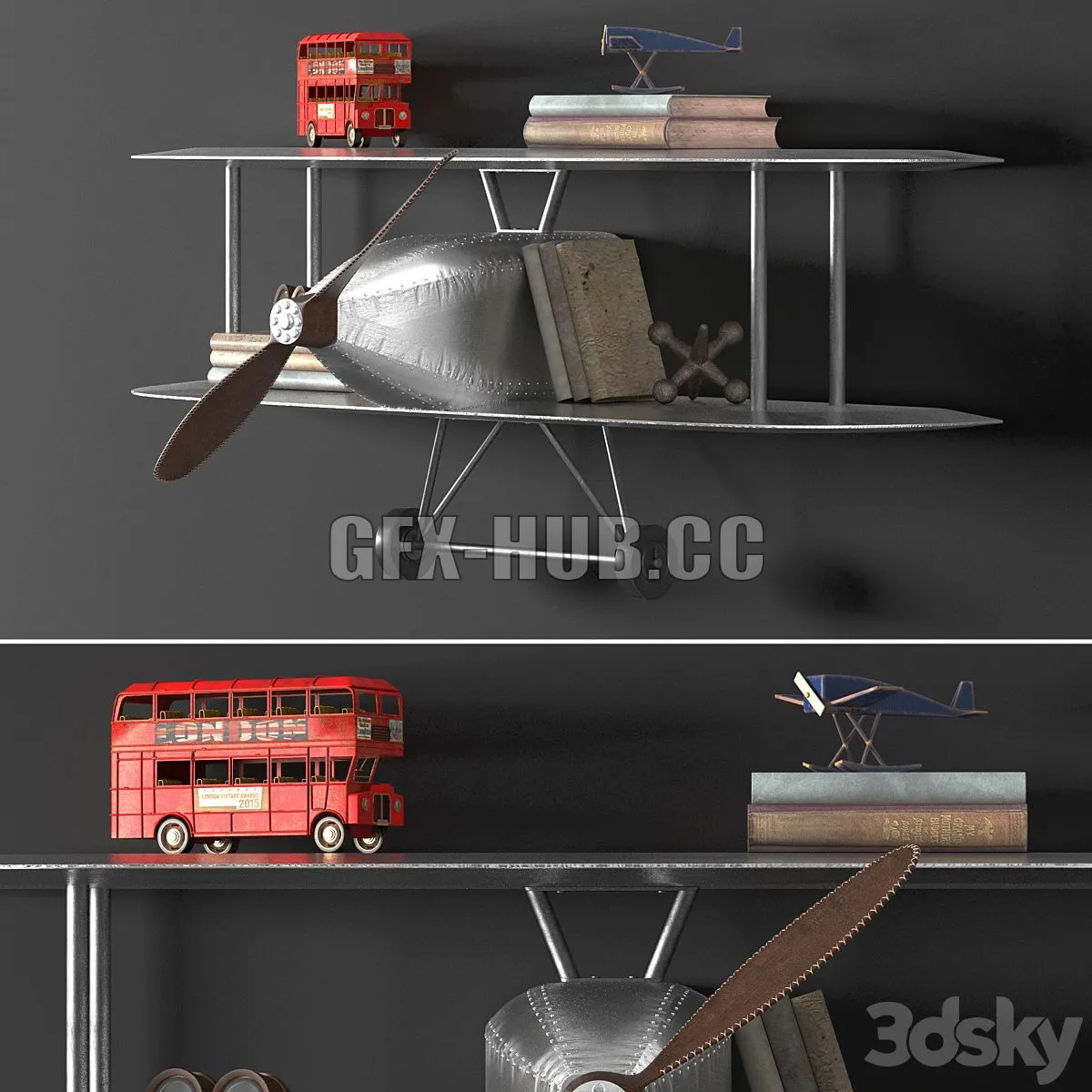 VINTAGE AIRPLANE METAL SHELF 3D Model