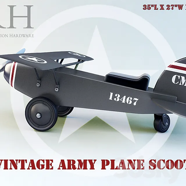 vintage army plane scoot 3DModel