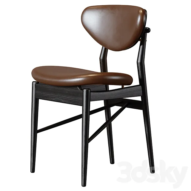 Vintage Black Painted Oakwood Chair 3D Model