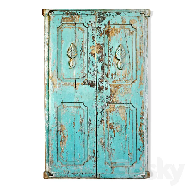 Vintage Blue Shutter Door 3D Model